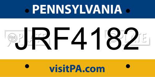 JRF4182 Pennsylvania License Plate