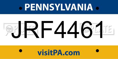 JRF4461 Pennsylvania License Plate