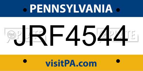 JRF4544 Pennsylvania License Plate