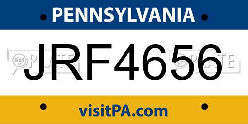 JRF4656 Pennsylvania License Plate