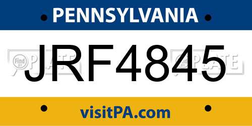 JRF4845 Pennsylvania License Plate