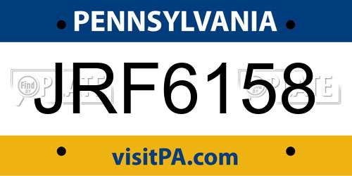 JRF6158 Pennsylvania License Plate
