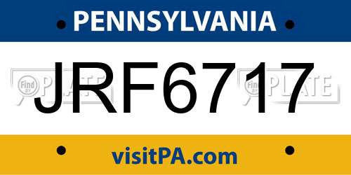 JRF6717 Pennsylvania License Plate