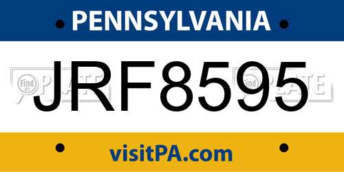 JRF8595 Pennsylvania License Plate