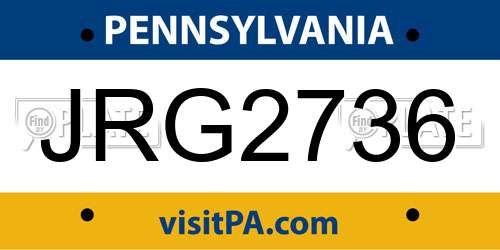 JRG2736 Pennsylvania License Plate