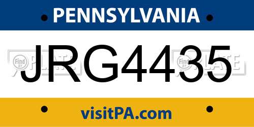 JRG4435 Pennsylvania License Plate