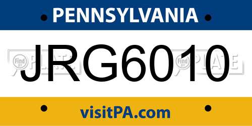JRG6010 Pennsylvania License Plate