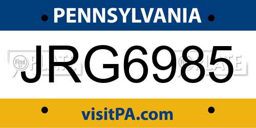 JRG6985 Pennsylvania License Plate