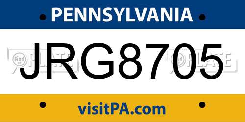JRG8705 Pennsylvania License Plate