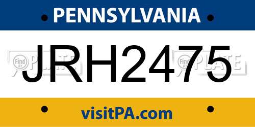 JRH2475 Pennsylvania License Plate