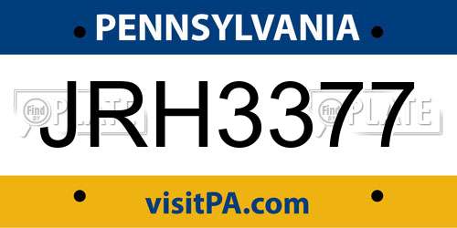 JRH3377 Pennsylvania License Plate