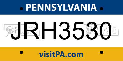 JRH3530 Pennsylvania License Plate