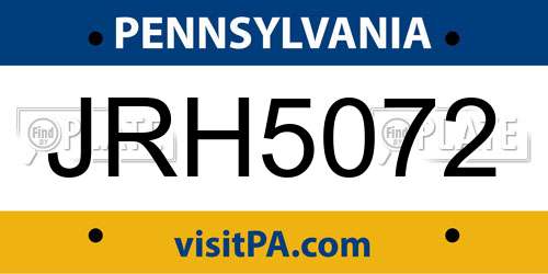 JRH5072 Pennsylvania License Plate