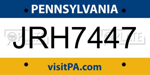 JRH7447 Pennsylvania License Plate