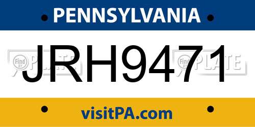 JRH9471 Pennsylvania License Plate