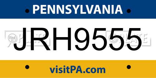 JRH9555 Pennsylvania License Plate