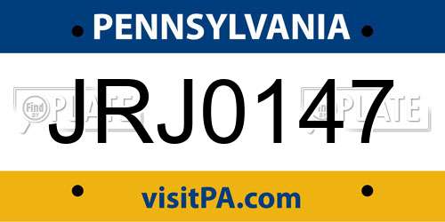 JRJ0147 Pennsylvania License Plate