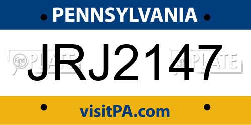 JRJ2147 Pennsylvania License Plate
