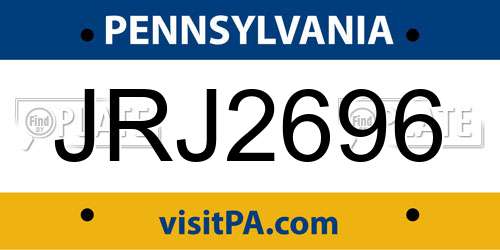 JRJ2696 Pennsylvania License Plate