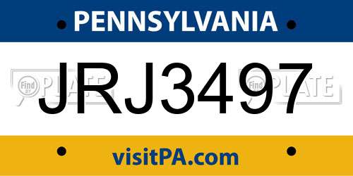 JRJ3497 Pennsylvania License Plate