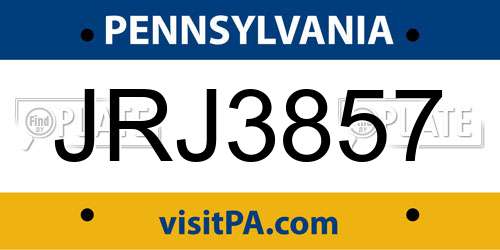 JRJ3857 Pennsylvania License Plate