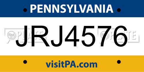 JRJ4576 Pennsylvania License Plate
