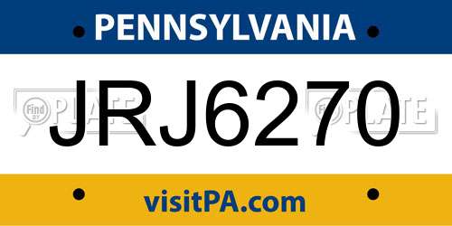 JRJ6270 Pennsylvania License Plate