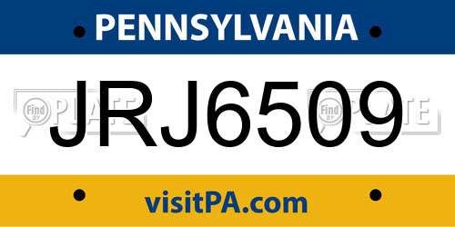 JRJ6509 Pennsylvania License Plate
