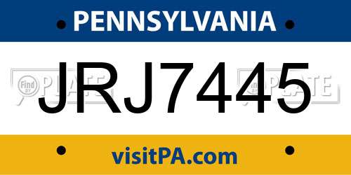 JRJ7445 Pennsylvania License Plate