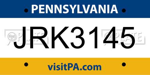JRK3145 Pennsylvania License Plate