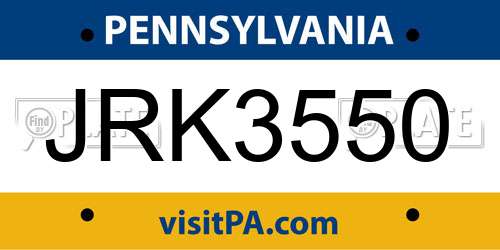 JRK3550 Pennsylvania License Plate