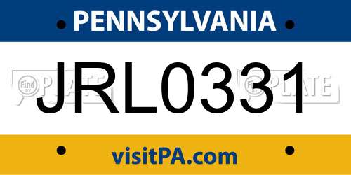 JRL0331 Pennsylvania License Plate