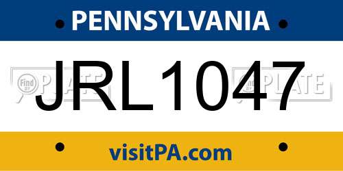 JRL1047 Pennsylvania License Plate