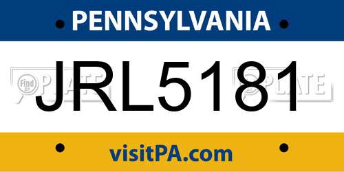 JRL5181 Pennsylvania License Plate