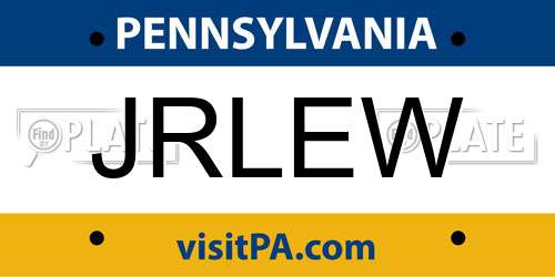 JRLEW Pennsylvania License Plate