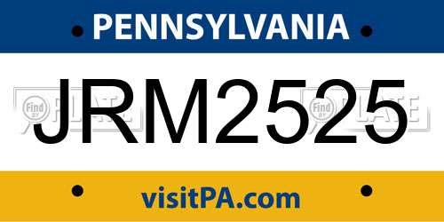 JRM2525 Pennsylvania License Plate