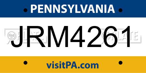 JRM4261 Pennsylvania License Plate