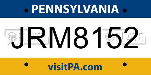 JRM8152 Pennsylvania License Plate