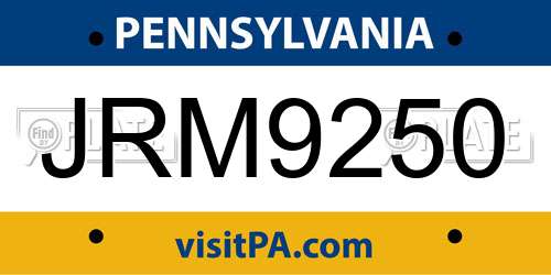 JRM9250 Pennsylvania License Plate