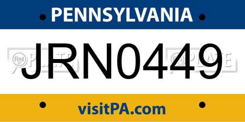 JRN0449 Pennsylvania License Plate