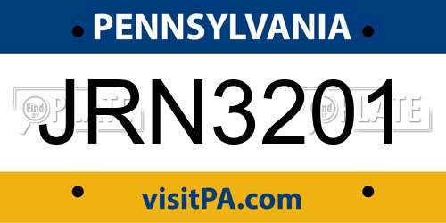 JRN3201 Pennsylvania License Plate