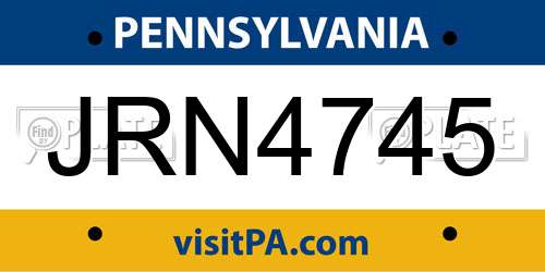 JRN4745 Pennsylvania License Plate