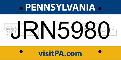 JRN5980 Pennsylvania License Plate