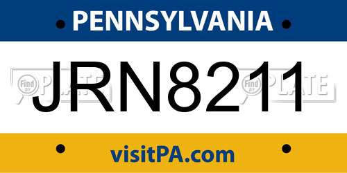 JRN8211 Pennsylvania License Plate