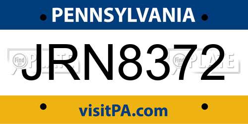 JRN8372 Pennsylvania License Plate