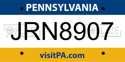 JRN8907 Pennsylvania License Plate