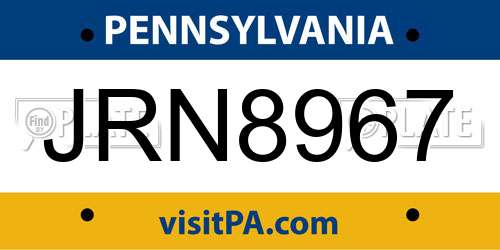 JRN8967 Pennsylvania License Plate