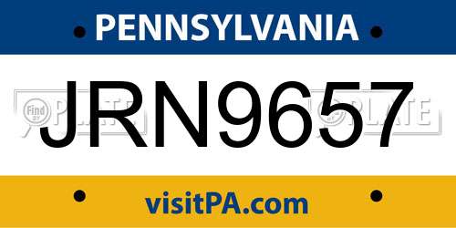 JRN9657 Pennsylvania License Plate