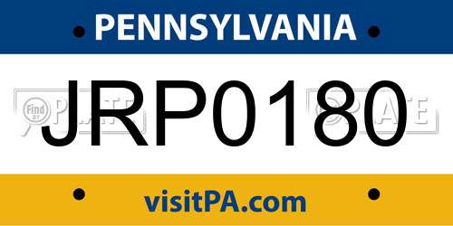 JRP0180 Pennsylvania License Plate