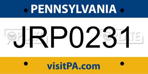 JRP0231 Pennsylvania License Plate